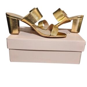 Chinese Laundry Womens Slide Sandle Gold Block Heel Yippy Size 8.5